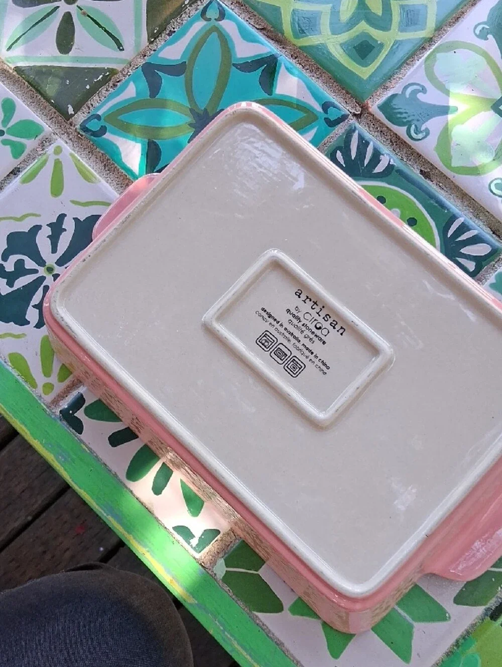 Artisan Pink Floral Rectangular Ceramic Bakeware